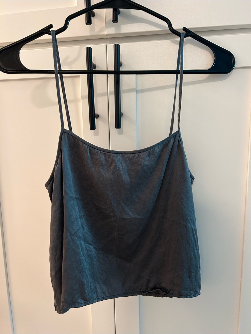 Women's Charcoal 100% Silk Tank Top - Classic Slip Style
